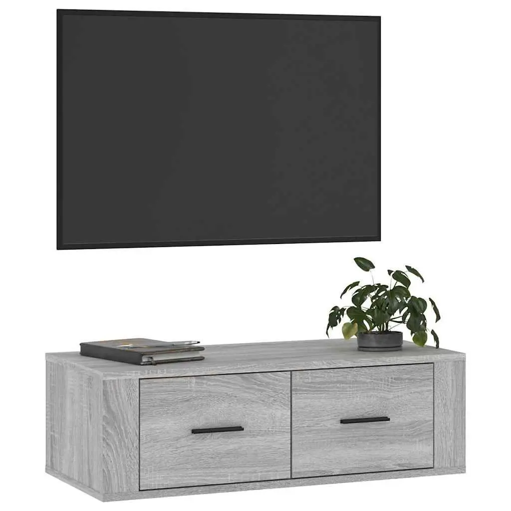 Hanging TV Cabinet Grey Sonoma Wall-Mounted Media Storage Unit Engineered Wood