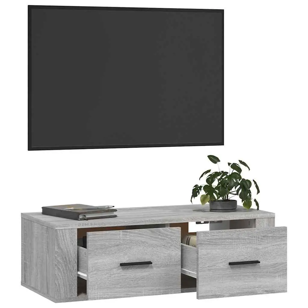 Hanging TV Cabinet Grey Sonoma Wall-Mounted Media Storage Unit Engineered Wood
