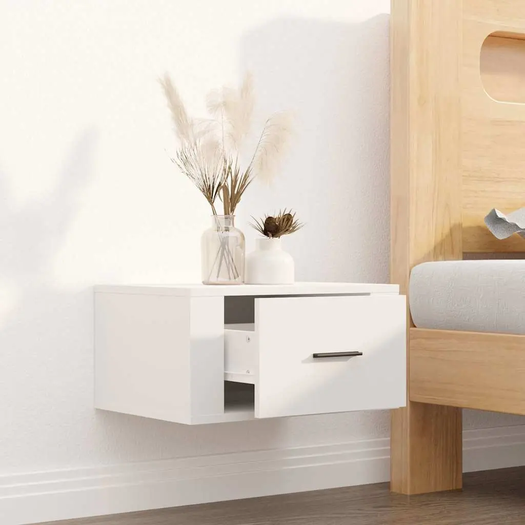 Wall-mounted Bedside Cabinet White Floating 50x36x25 cm Engineered Wood