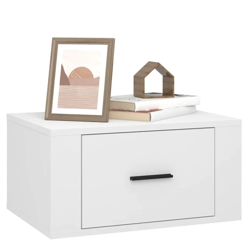 Wall-mounted Bedside Cabinet White Floating 50x36x25 cm Engineered Wood