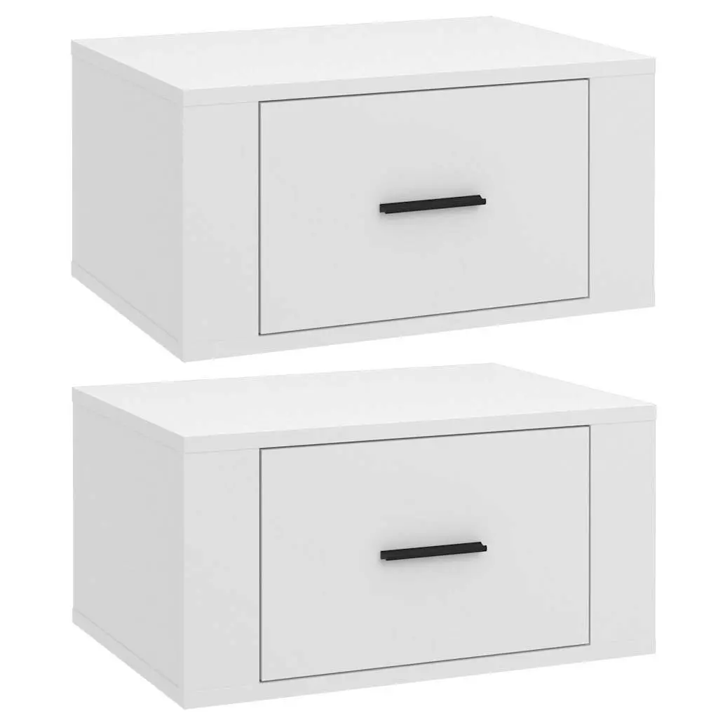 Wall-mounted Bedside Cabinets White Floating 50x36x25 cm Engineered Wood