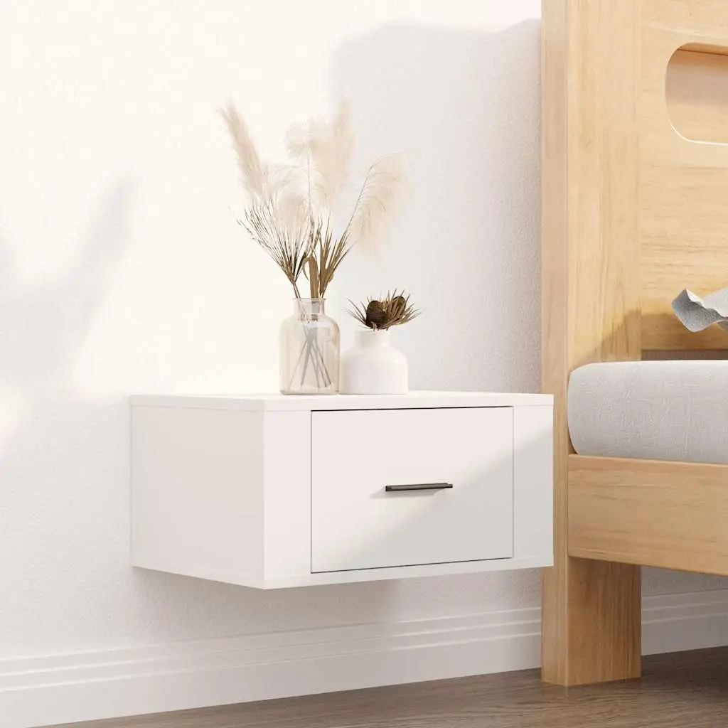 Wall-mounted Bedside Cabinets White Floating 50x36x25 cm Engineered Wood
