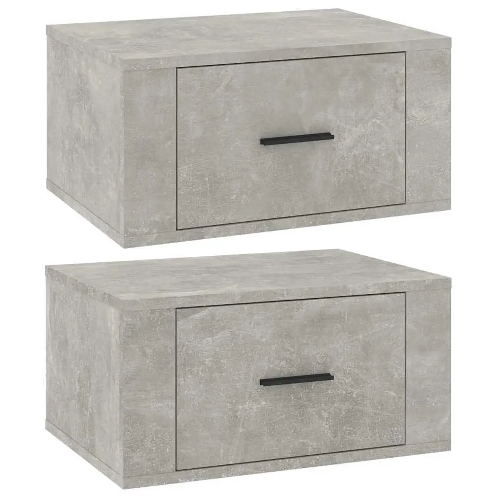 Wall-Mounted Bedside Cabinets Grey 50x36x25 cm Engineered Wood Pair