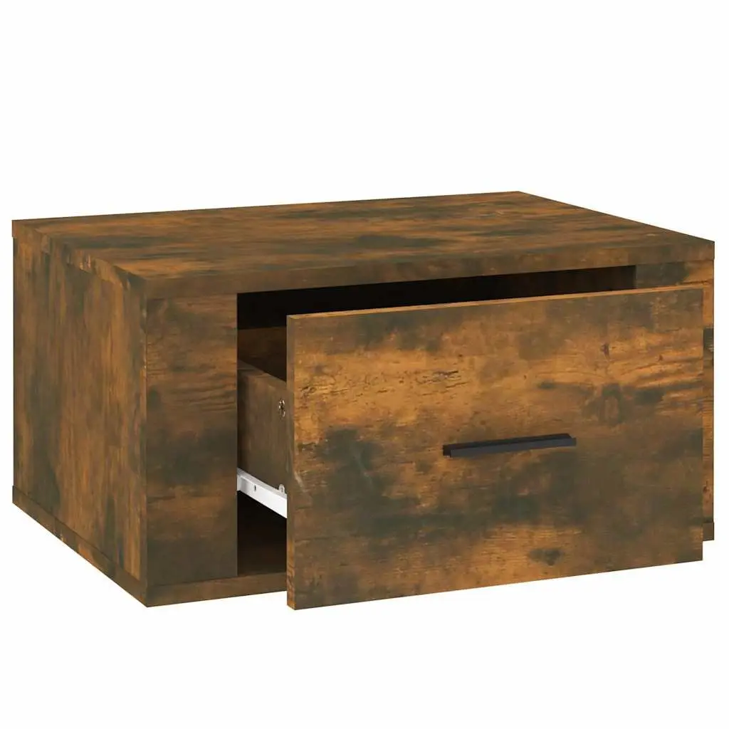Smoked Oak Wall-Mounted Bedside Cabinets 2 pcs
