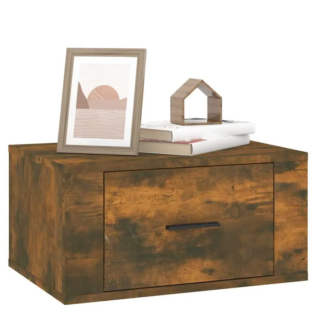 Smoked Oak Wall-Mounted Bedside Cabinets 2 pcs