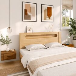 Elegant Brown Oak Floating Bedside Cabinets 2 pcs