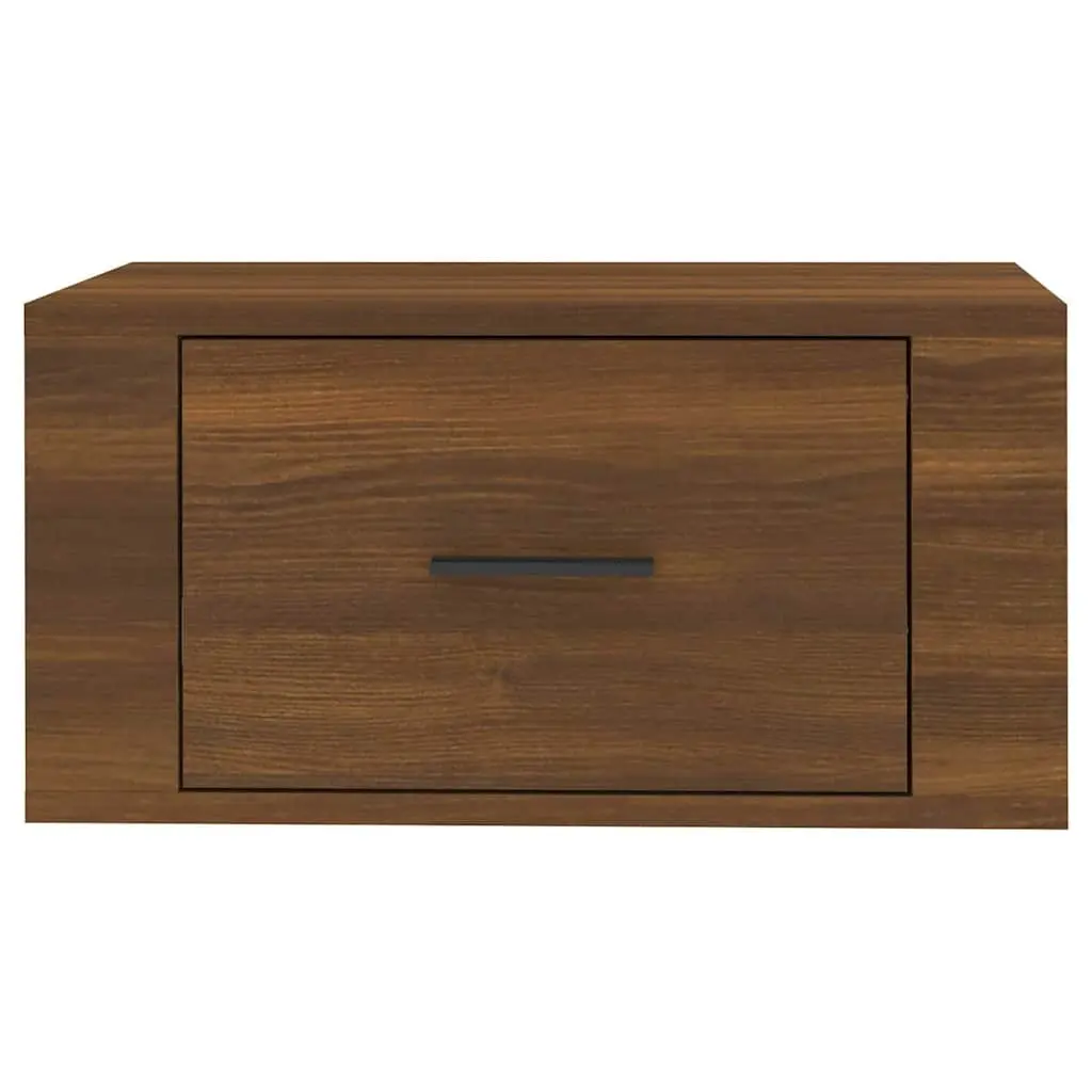 Brown Oak Floating Bedside Cabinets 2 pcs