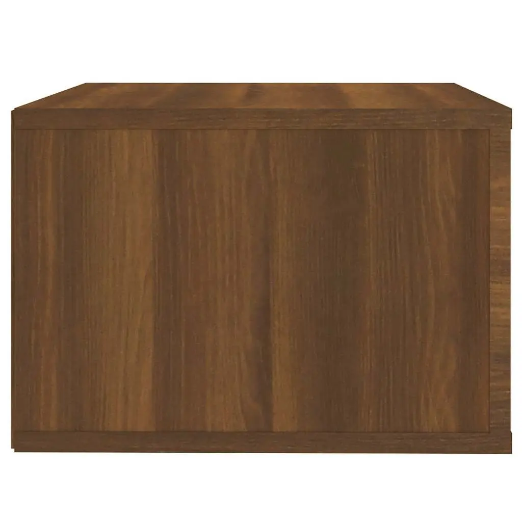 Brown Oak Floating Bedside Cabinets 2 pcs