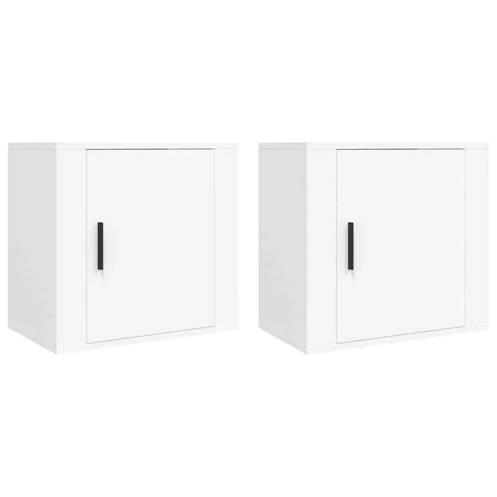 Wall-mounted Bedside Cabinet White Floating 50 x 30 x 47 cm Engineered Wood 2 Piece
