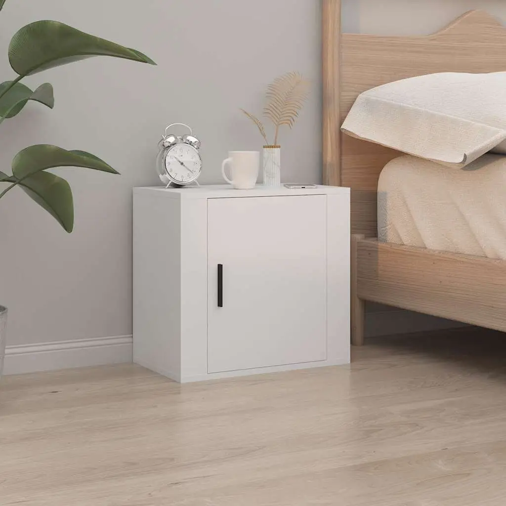 Wall-mounted Bedside Cabinet White Floating 50 x 30 x 47 cm Engineered Wood 2 Piece