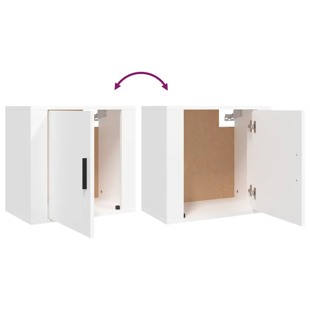 Wall-mounted Bedside Cabinet White Floating 50 x 30 x 47 cm Engineered Wood 2 Piece