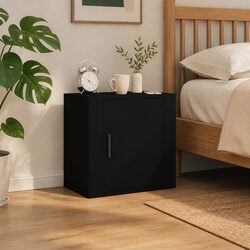 Elegant Black Floating Bedside Cabinet for Organized Bedrooms