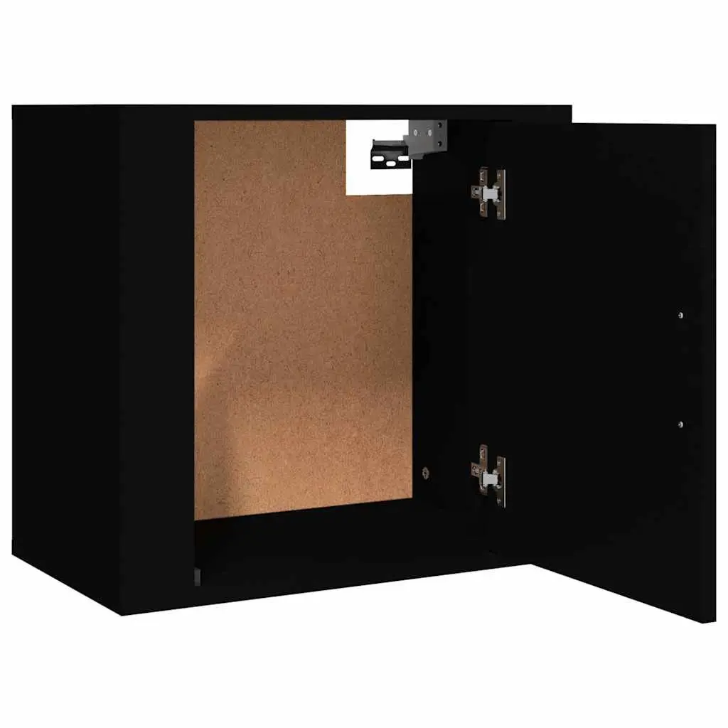 Wall-mounted Bedside Cabinet Black Floating Storage Unit Engineered Wood 50 x 30 x 47 cm