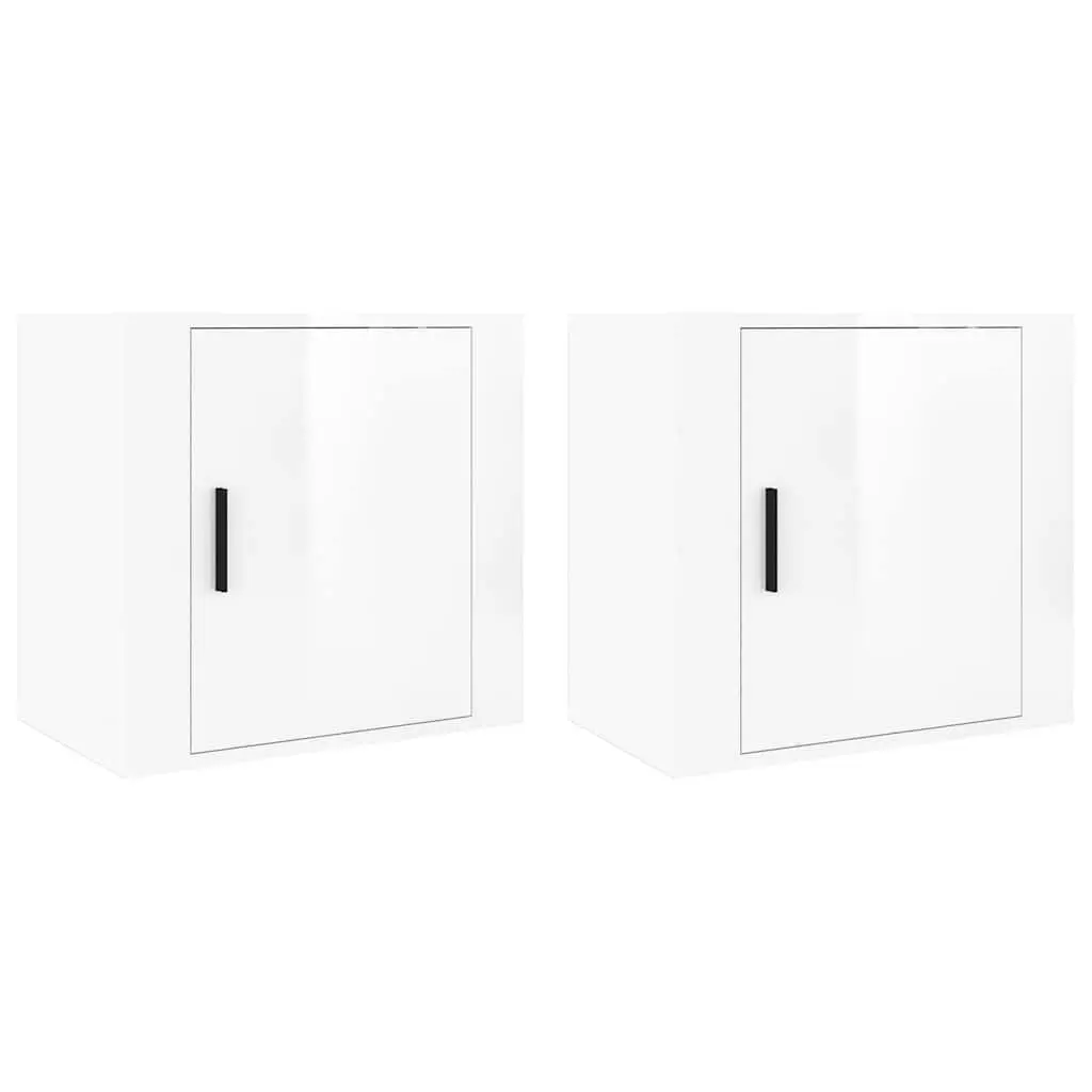 Wall-mounted Bedside Cabinets White Floating 50cm x 30cm x 47cm Engineered Wood