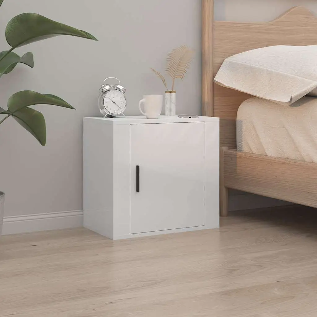 Wall-mounted Bedside Cabinets White Floating 50cm x 30cm x 47cm Engineered Wood