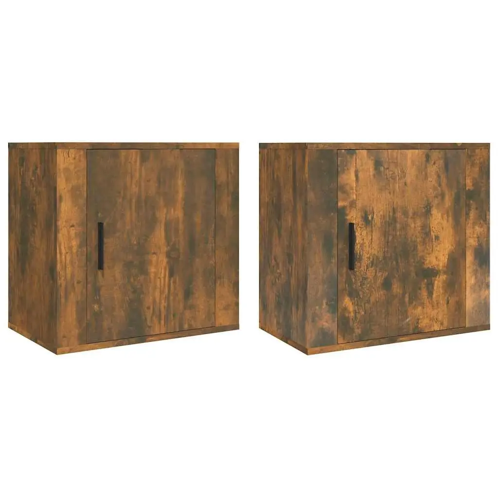 Wall-mounted Bedside Cabinets Brown Floating Storage Units 2 pcs Engineered Wood