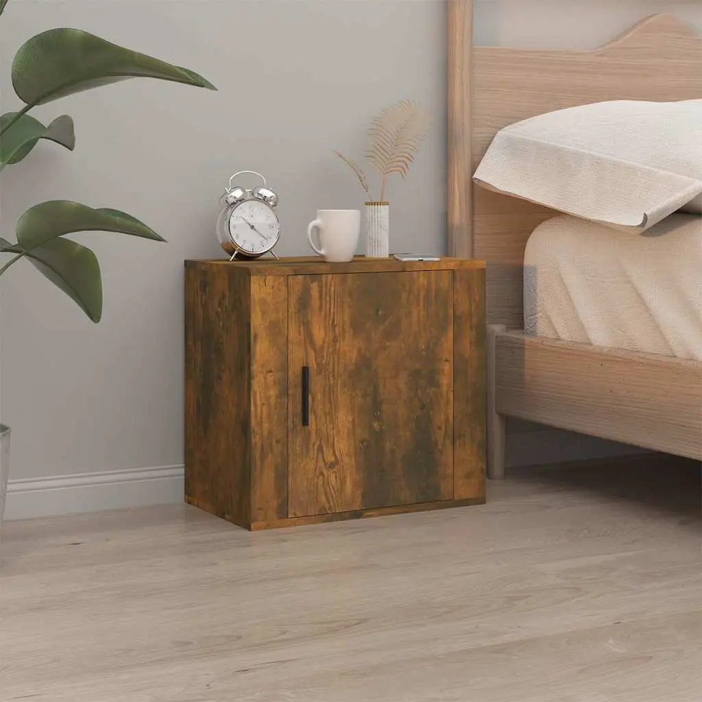 Wall-mounted Bedside Cabinets Brown Floating Storage Units 2 pcs Engineered Wood
