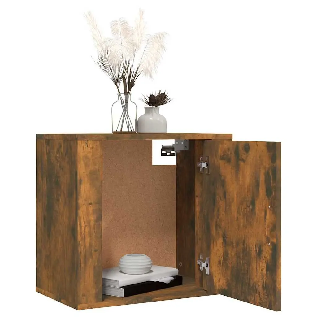 Wall-mounted Bedside Cabinets Brown Floating Storage Units 2 pcs Engineered Wood