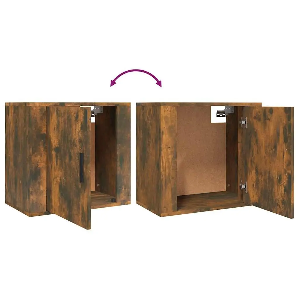 Wall-mounted Bedside Cabinets Brown Floating Storage Units 2 pcs Engineered Wood