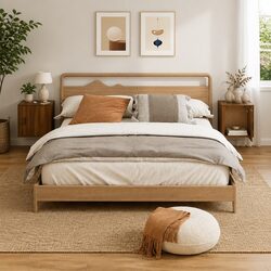 Elegant Brown Oak Floating Bedside Cabinets 2 pcs