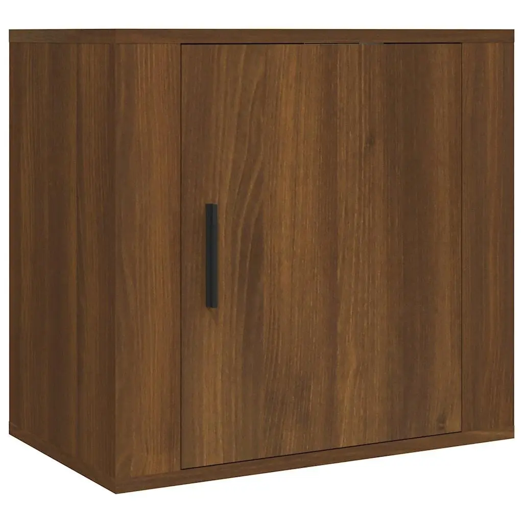 Wall-mounted Bedside Cabinets Brown Oak Floating Storage Organiser 50W x 30D x 47H cm Engineered Wood 2 Piece