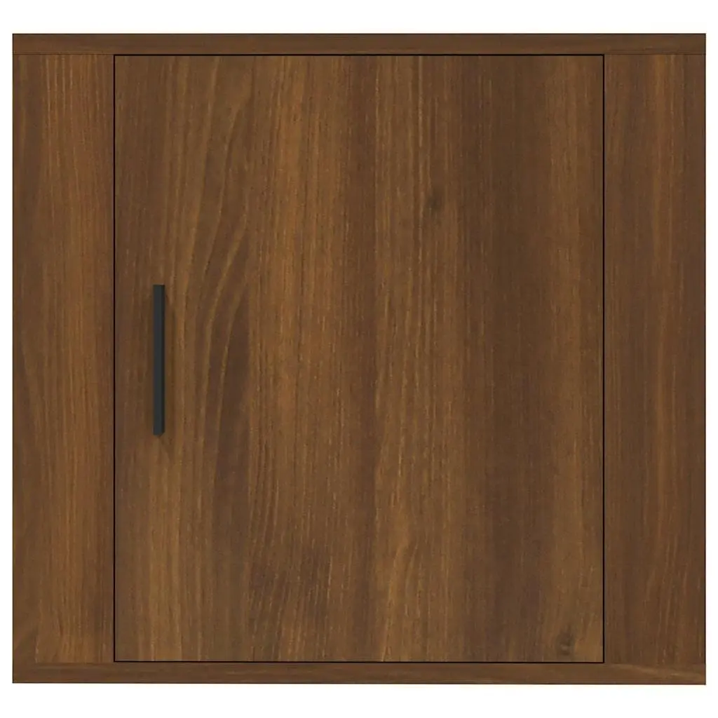 Wall-mounted Bedside Cabinets Brown Oak Floating Storage Organiser 50W x 30D x 47H cm Engineered Wood 2 Piece