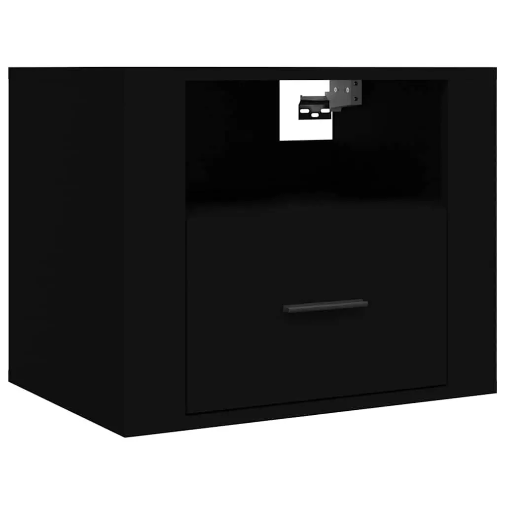 Wall-mounted Bedside Cabinets Black Floating 50x36x40 cm Engineered Wood 2 Piece