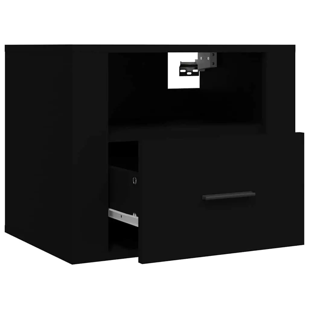 Wall-mounted Bedside Cabinets Black Floating 50x36x40 cm Engineered Wood 2 Piece