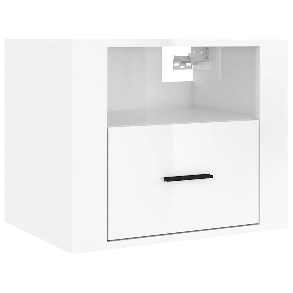 Wall-mounted Bedside Cabinets 2 pcs White Floating Storage Organiser 50x36x40cm
