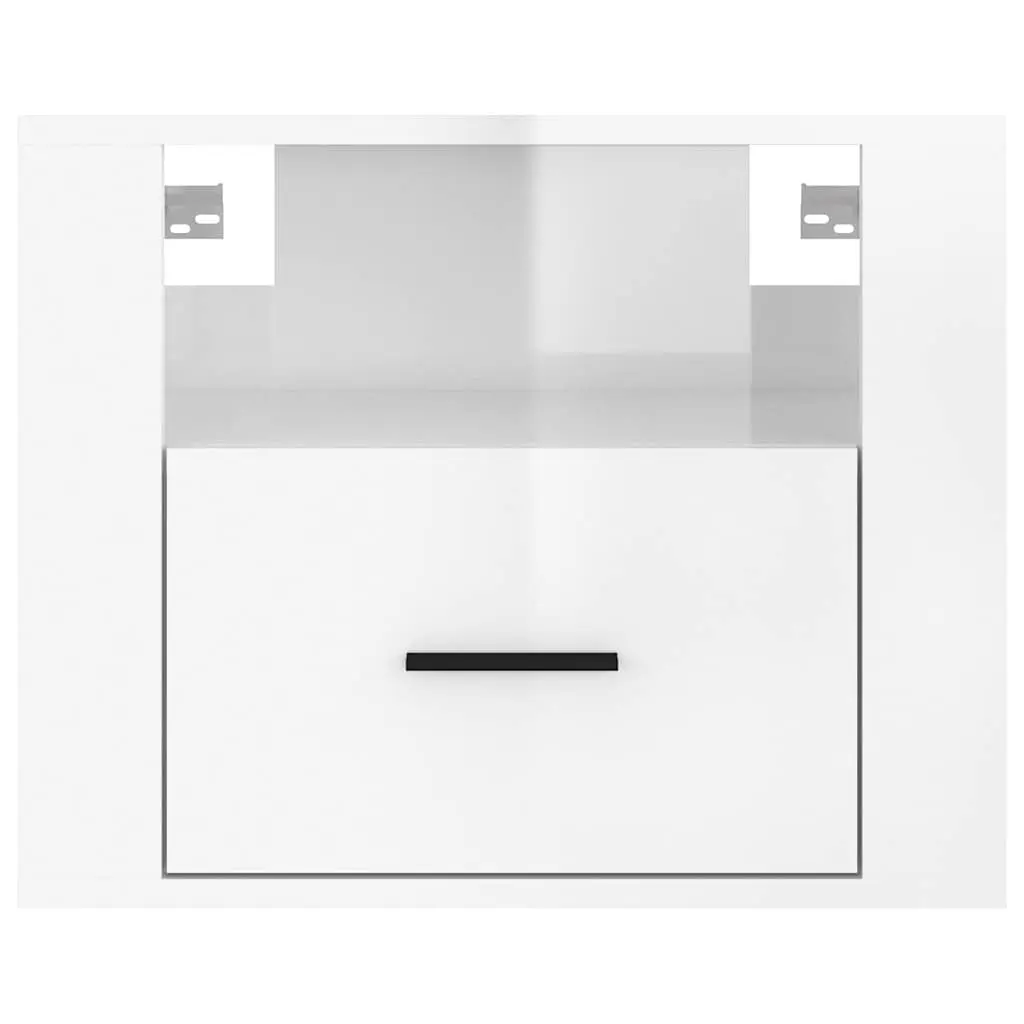 Wall-mounted Bedside Cabinets 2 pcs White Floating Storage Organiser 50x36x40cm