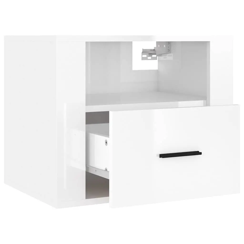 Wall-mounted Bedside Cabinets 2 pcs White Floating Storage Organiser 50x36x40cm