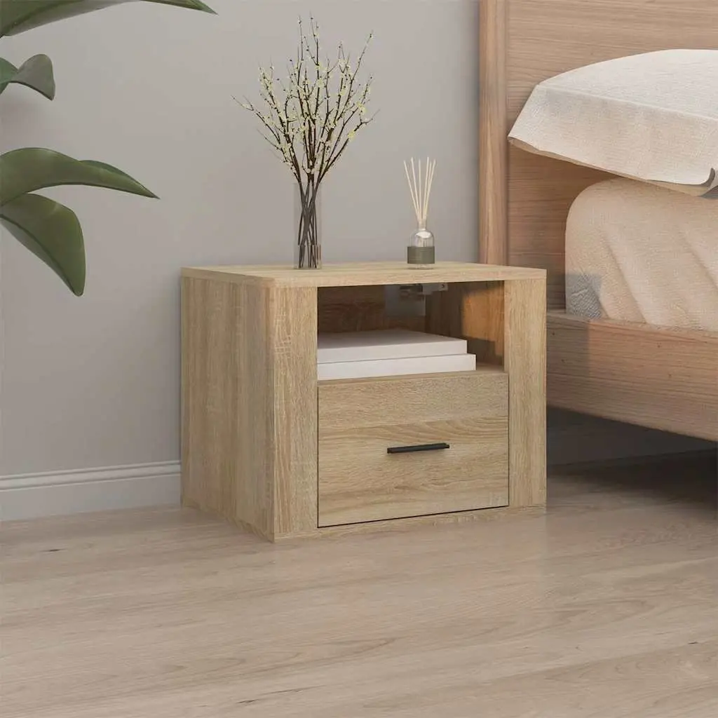 Sonoma Oak Floating Bedside Cabinets 2 pcs