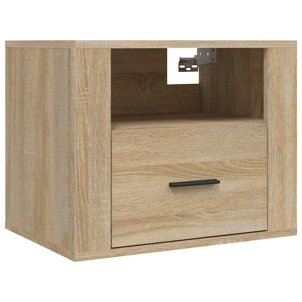 Sonoma Oak Floating Bedside Cabinets 2 pcs