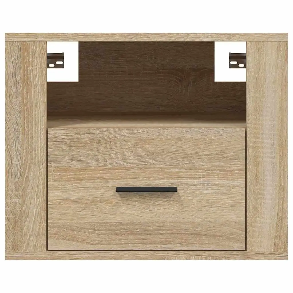 Sonoma Oak Floating Bedside Cabinets 2 pcs