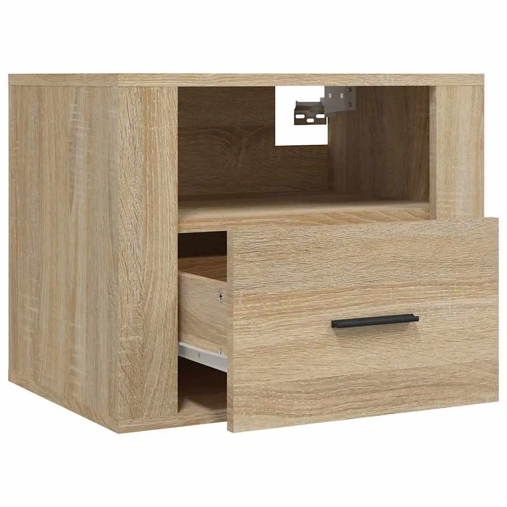 Sonoma Oak Floating Bedside Cabinets 2 pcs