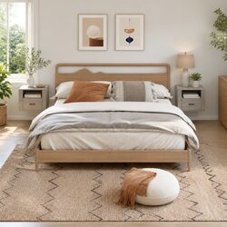Elegant Grey Wall-mounted Bedside Cabinets – Set of 2
