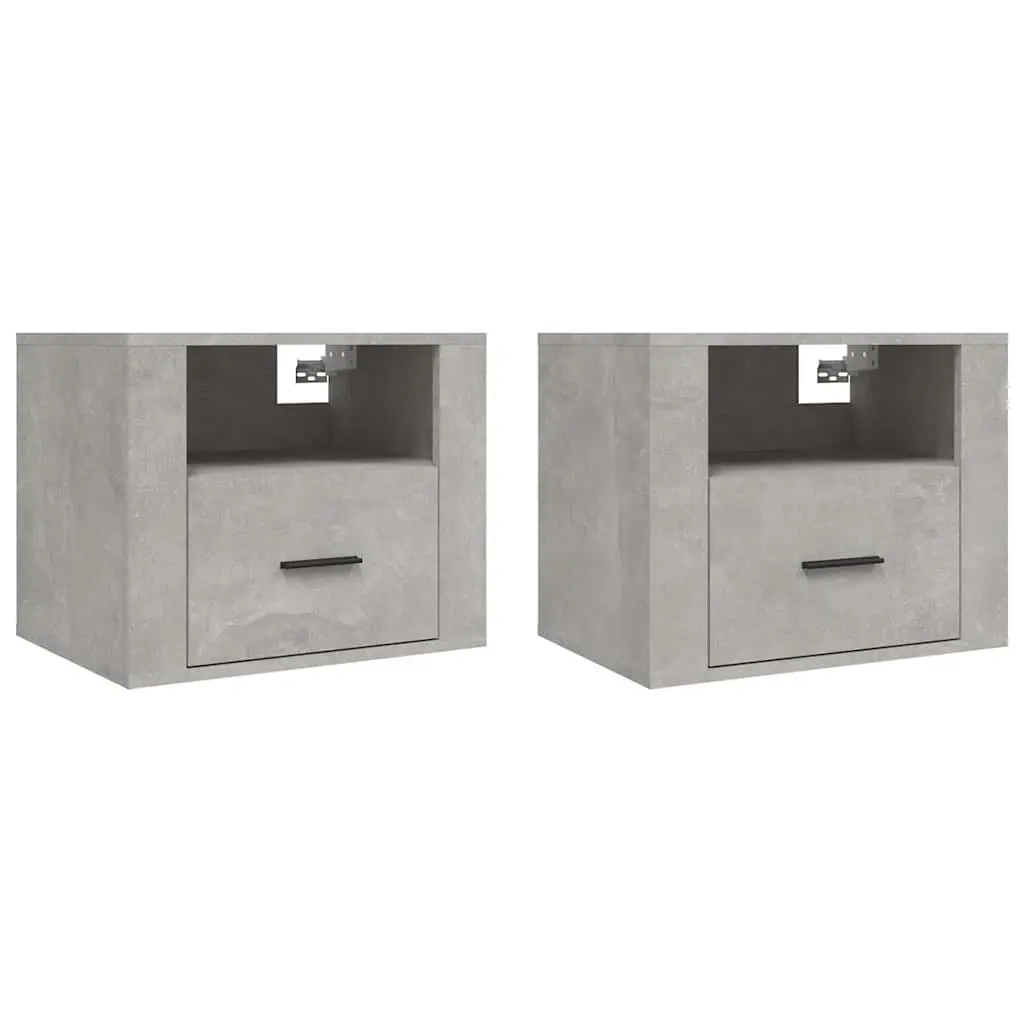 Wall-mounted Bedside Cabinets Grey 50 x 36 x 40 cm Engineered Wood 2 Piece
