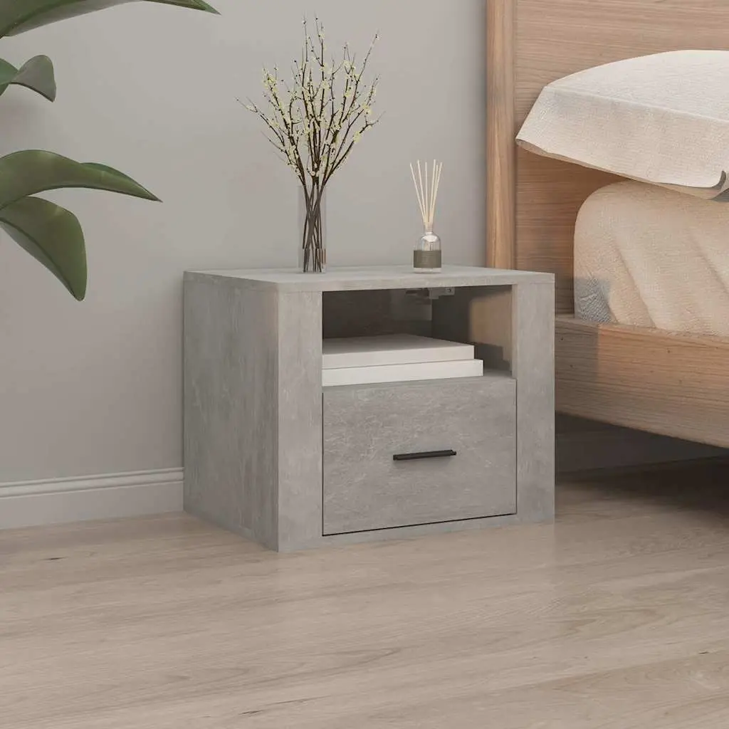 Wall-mounted Bedside Cabinets Grey 50 x 36 x 40 cm Engineered Wood 2 Piece