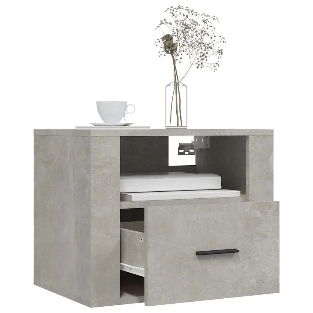 Wall-mounted Bedside Cabinets Grey 50 x 36 x 40 cm Engineered Wood 2 Piece