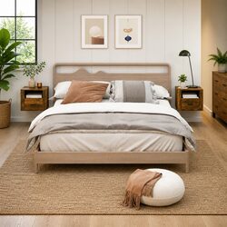 Brown Floating Bedside Cabinets 2 pcs for Storage