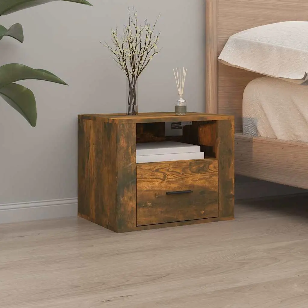Brown Floating Bedside Cabinets 2 pcs for Storage
