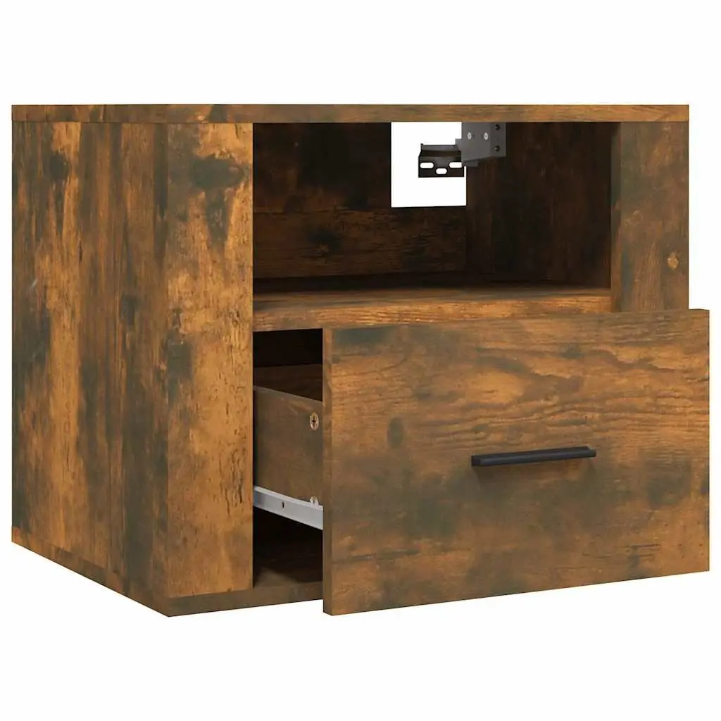 Brown Floating Bedside Cabinets 2 pcs for Storage