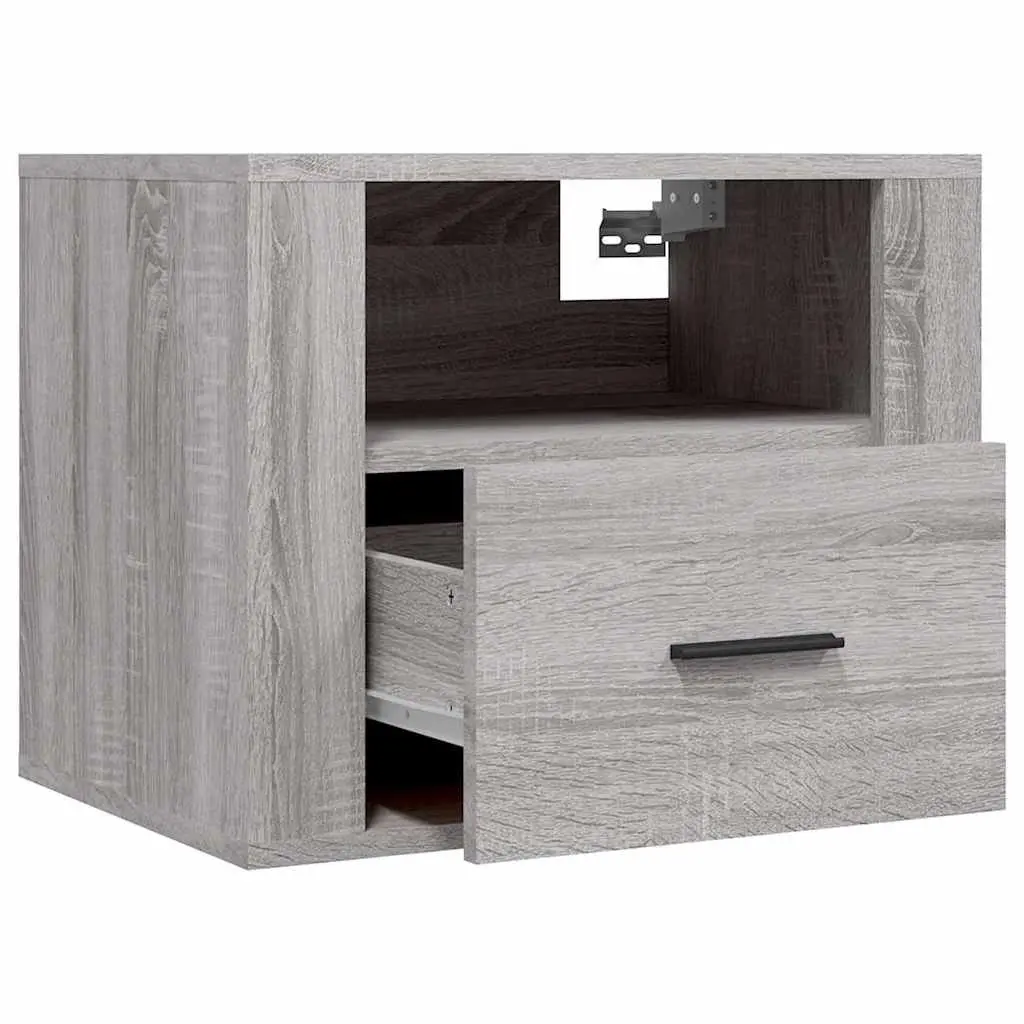 Wall-mounted Bedside Cabinets Grey Sonoma Floating Storage Organiser 50 x 36 x 40 cm Engineered Wood 2 Piece