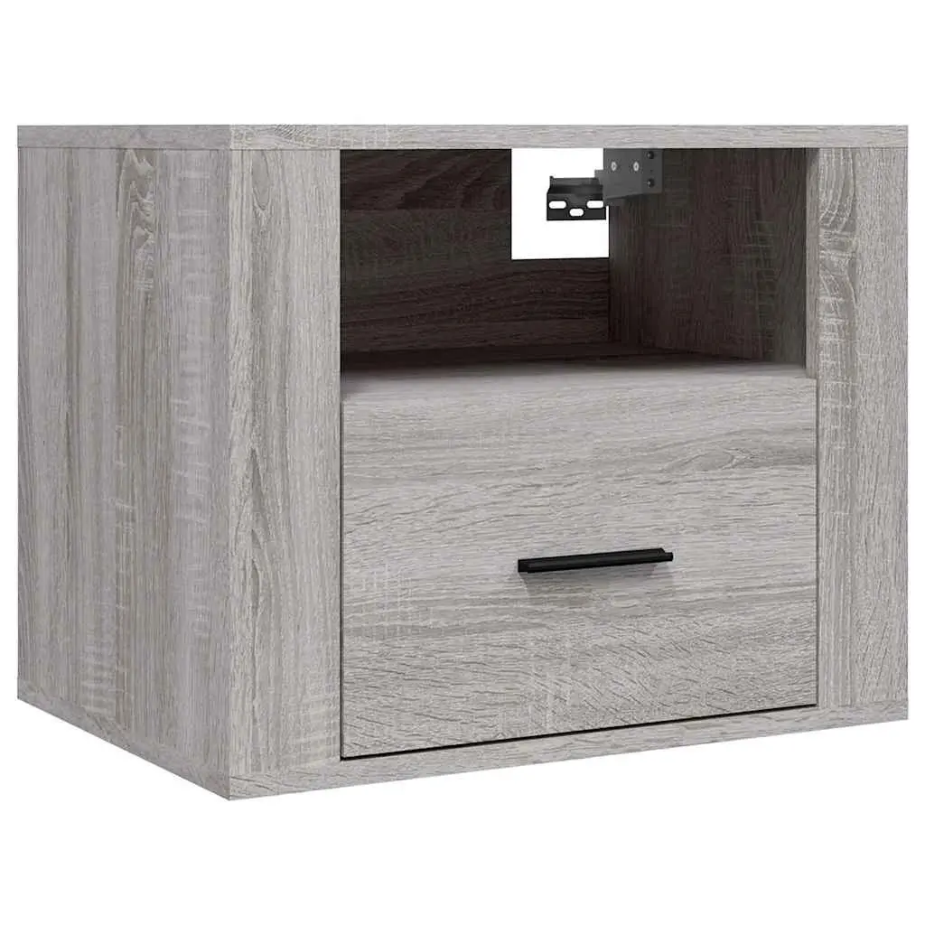 Wall-mounted Bedside Cabinets Grey Sonoma Floating Storage Organiser 50 x 36 x 40 cm Engineered Wood 2 Piece