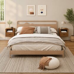 Brown Floating Bedside Cabinets 2 pcs for Bedroom