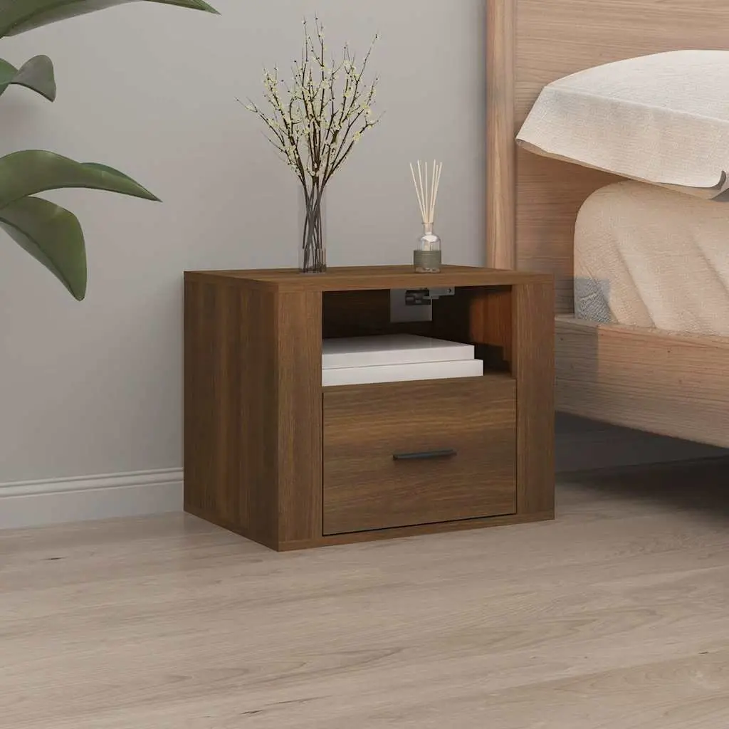 Brown Floating Bedside Cabinets 2 pcs for Bedroom