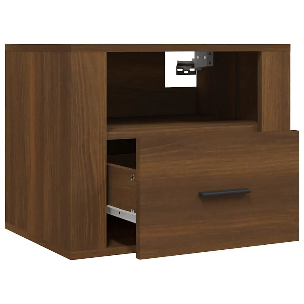 Brown Floating Bedside Cabinets 2 pcs for Bedroom