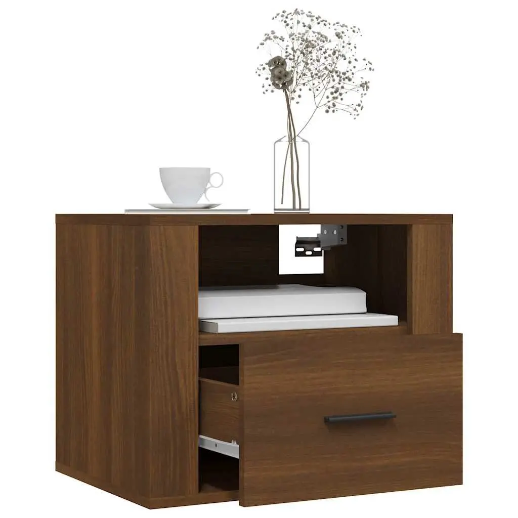 Brown Floating Bedside Cabinets 2 pcs for Bedroom