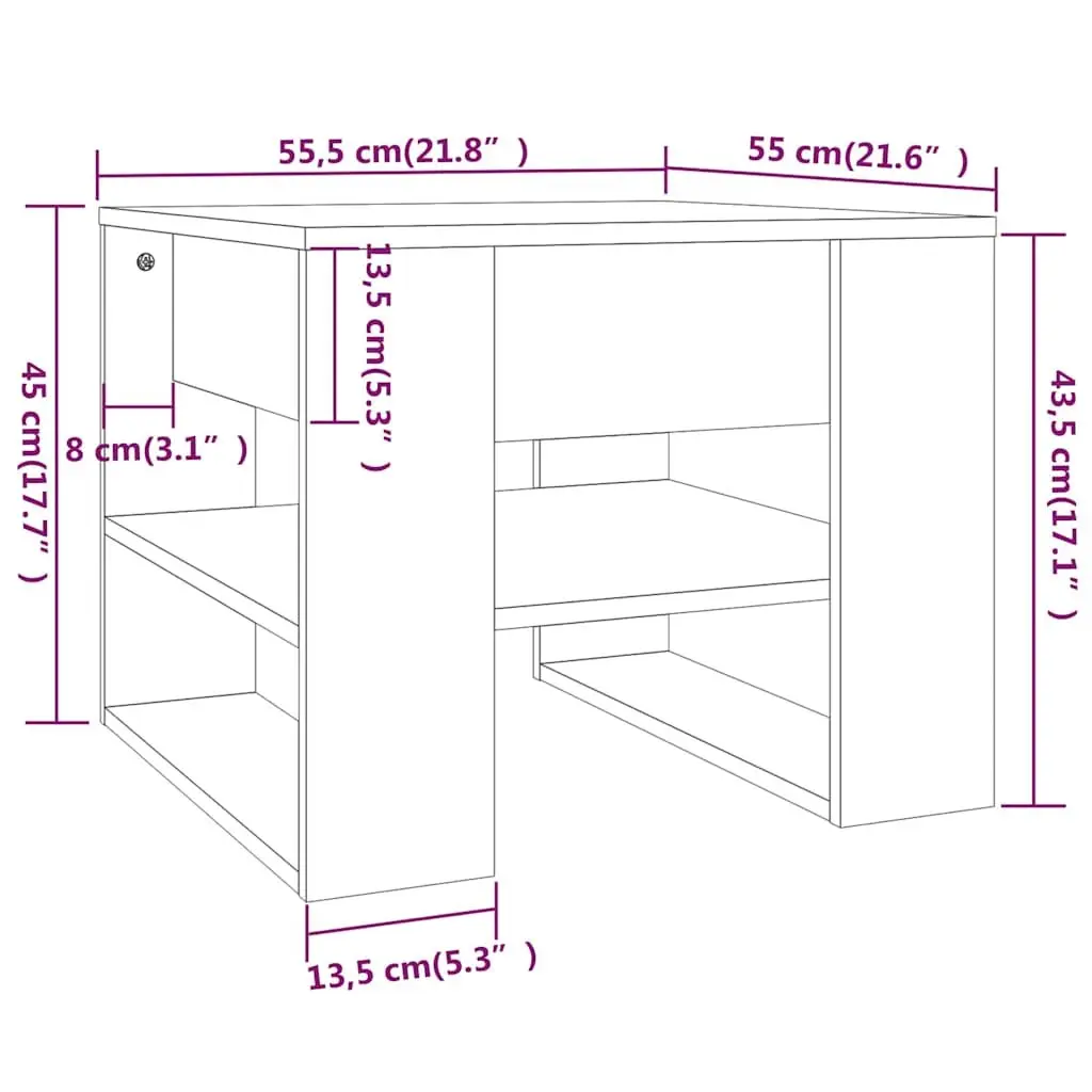 Coffee Table Engineered Wood Brown Storage Shelf 55x55x45cm Living Room Furniture