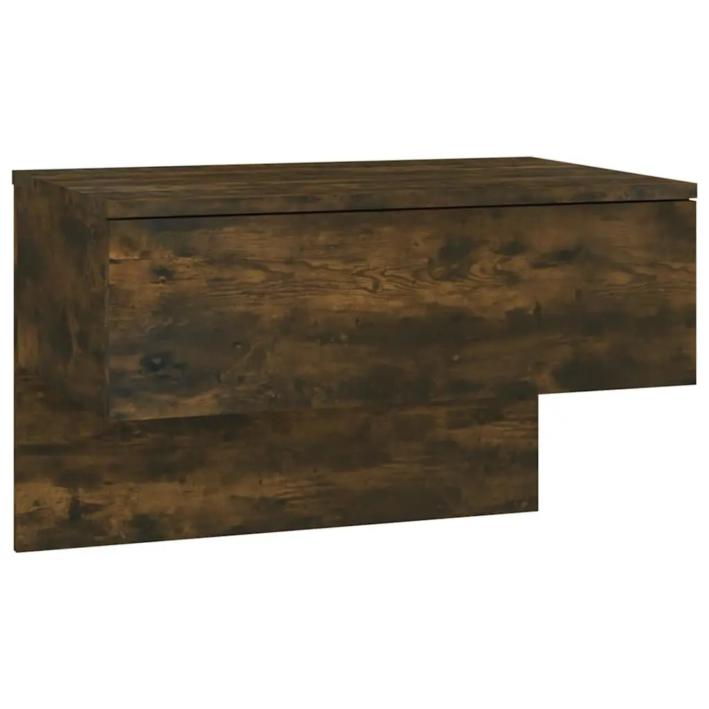 Wall-mounted Bedside Cabinet Smoked Oak Floating Storage Shelf Engineered Wood